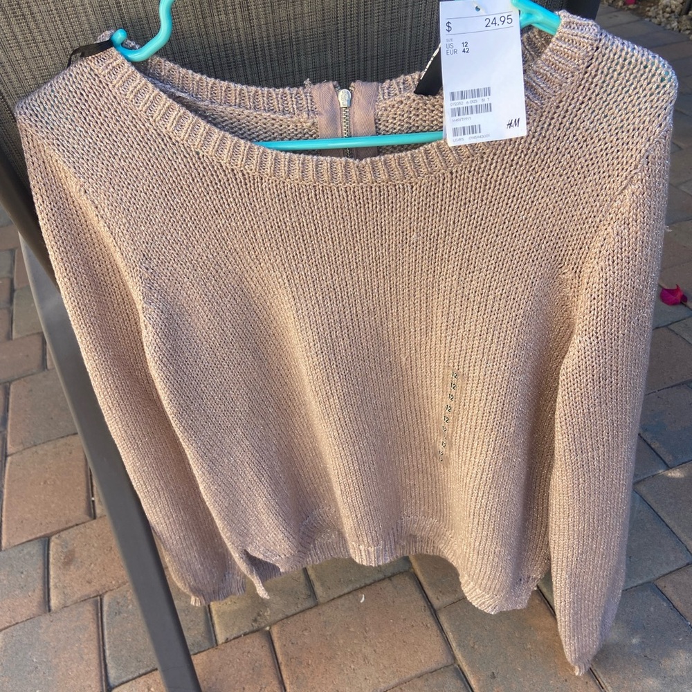 Divided Old Pink w/ silver treads Women's Neck Sweater